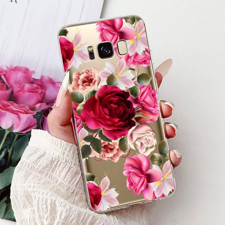 For Samsung Galaxy S8 Plus Case SM-G955F Luxury Flowers Painted Cover Soft Slim Phone Case For Samsung S8 S8+ GalaxyS8 Plus Bags