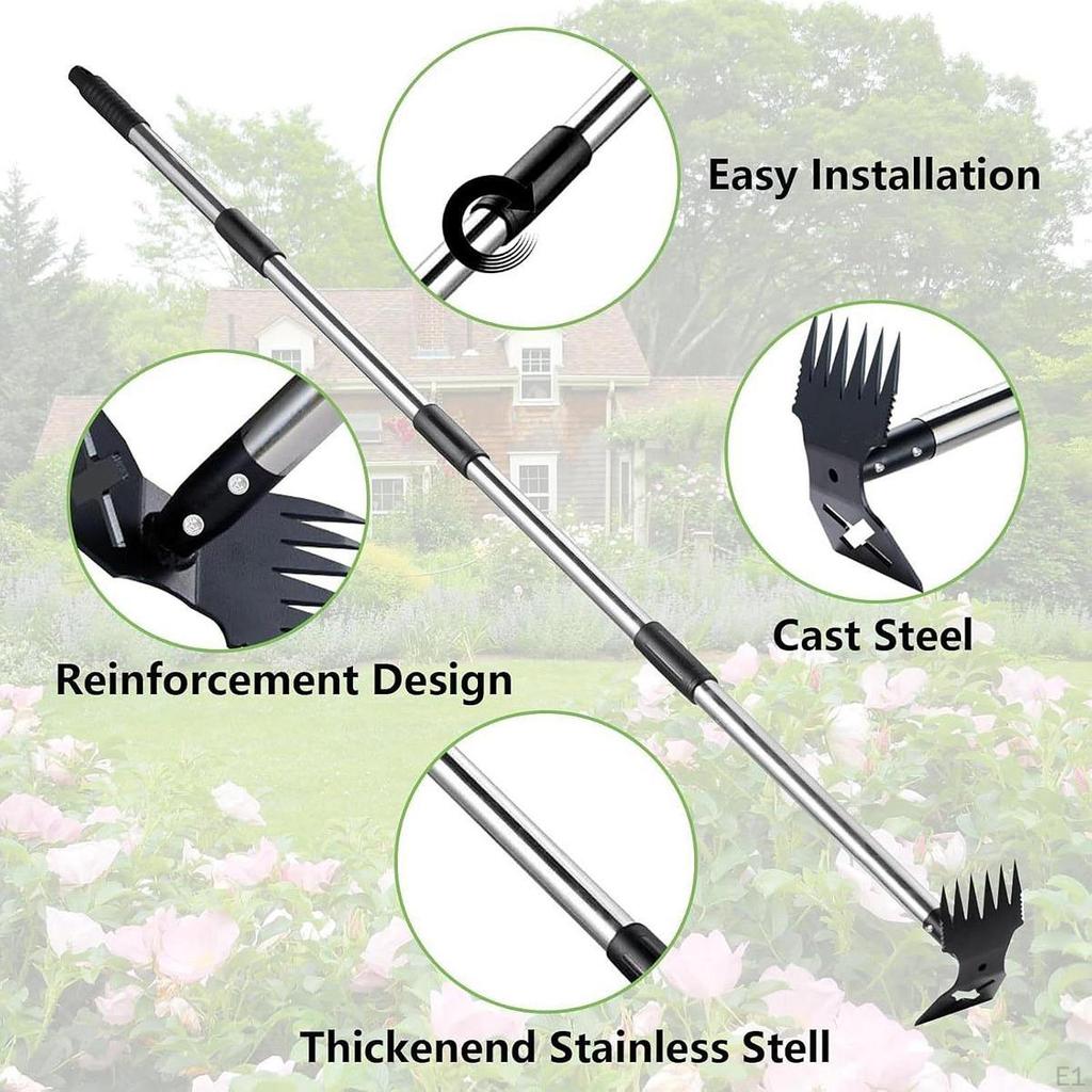 Gardening Garden Hoe Weeding Rake Ergonomic for Digging Ditching Agriculture 4 Sections
