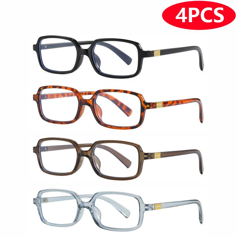 4pcs Fashion Women Small Square Eyeglasses Frame Anti Blue Light Eyeglasses Outdoor Casual Eyewear Rivet Glasses Unisex