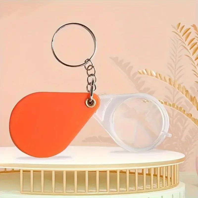 Mini Portable Magnifier Keyring Small Anti-Deformed Reading Aid Keychain for Elderly Clear Vision Portable Magnifying Glass