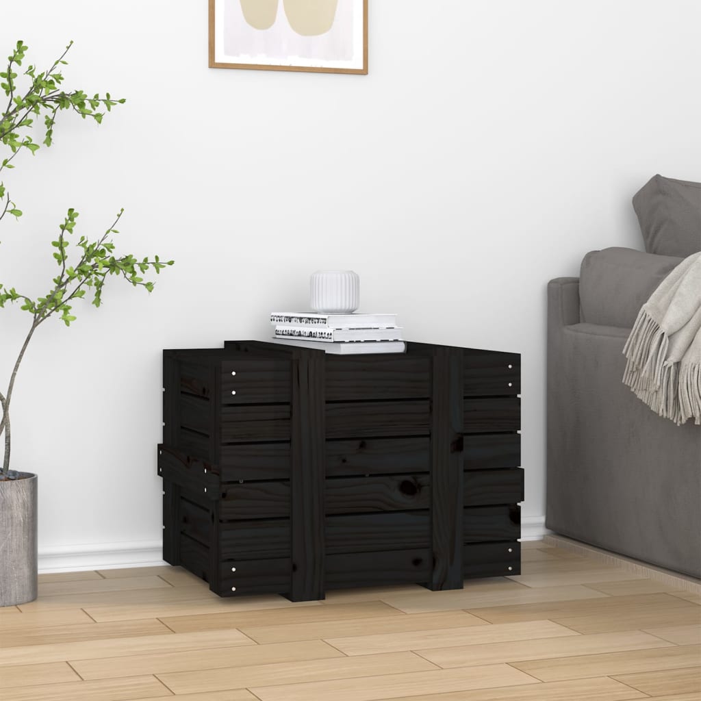 Vidaxl Storage Chest, Black, 58X40.5X42 Cm, Solid Pine