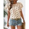 JPNTKY Women's Fashion Casual Short Sleeve O-Neck Blouses & Shirts