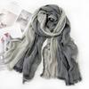 Autumn Winter Men's Scarf Cotton Linen Striped Scarves Long Soft Pashmina Wrap Male Accessories Short Tassel Bufanda