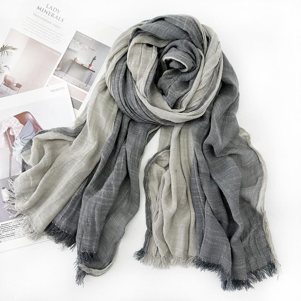 Autumn Winter Men's Scarf Cotton Linen Striped Scarves Long Soft Pashmina Wrap Male Accessories Short Tassel Bufanda