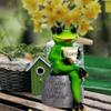 Frog Sitting On Stone Personalized Collectible Frog Statue Mascot Frog  Figurine Garden Decoration