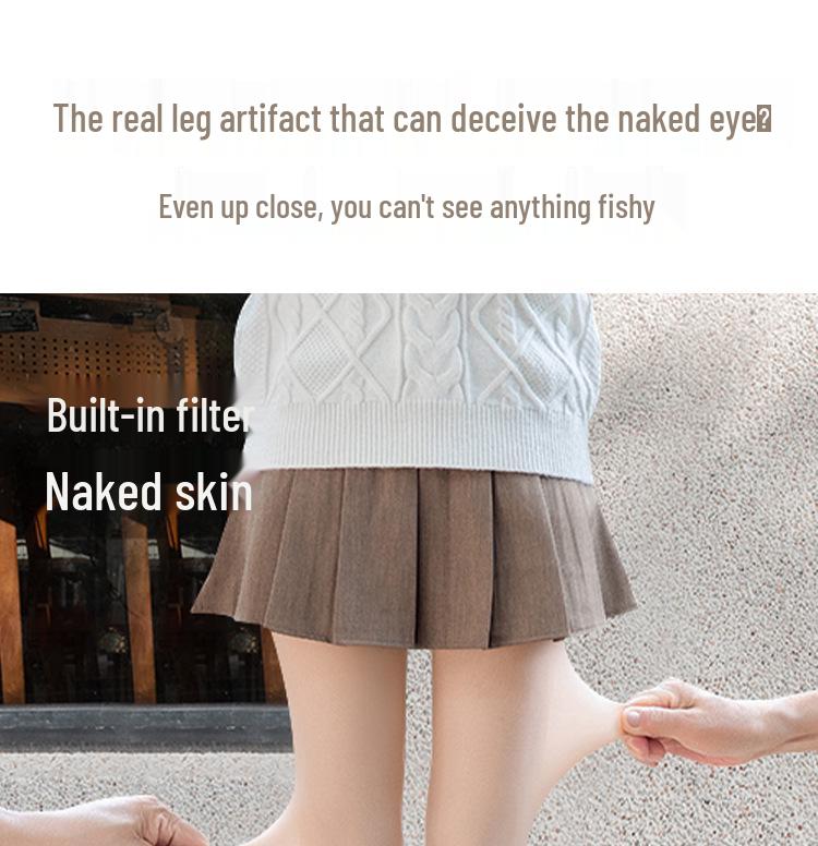 Button-Style Detachable Fleece-Lined Leggings - 2025 Upgrade, Flesh-Colored, Double-Layer, for Autumn/Winter