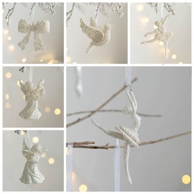Glitter Christmas Tree Ornament Art Crafts Note Christmas Angel Girl Pendant Wear-resistant Plastic Mini Glitter Pendant