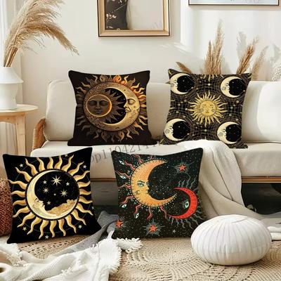 1pc Tarot Card God Sun Face Moon Pillow Case Square Bedroom Sofa Leisure Comfort Cushion Car Living Room Home Decoration