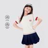Girls' Color-Block Embroidered Short Sleeve T-Shirt