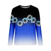 Women's Fashion Casual Long Sleeve Print Round Neck Pullover Sweatshirts Top Blouse