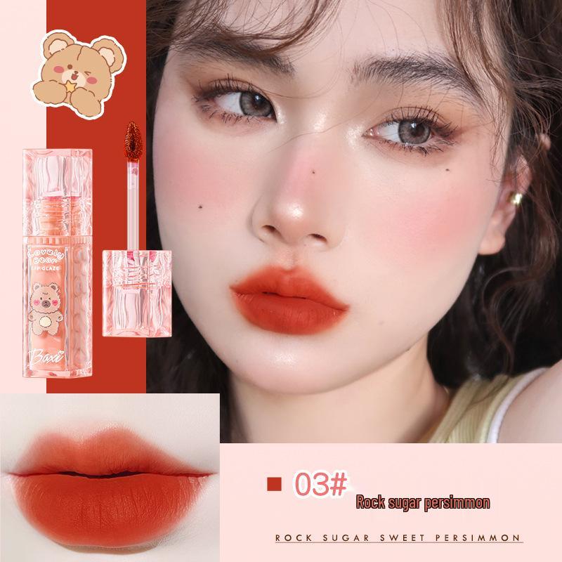 Baxi Cute Milky Bear Matte Lip Mud - Non-Transfer, Vibrant & Everyday Wear Lip Glaze