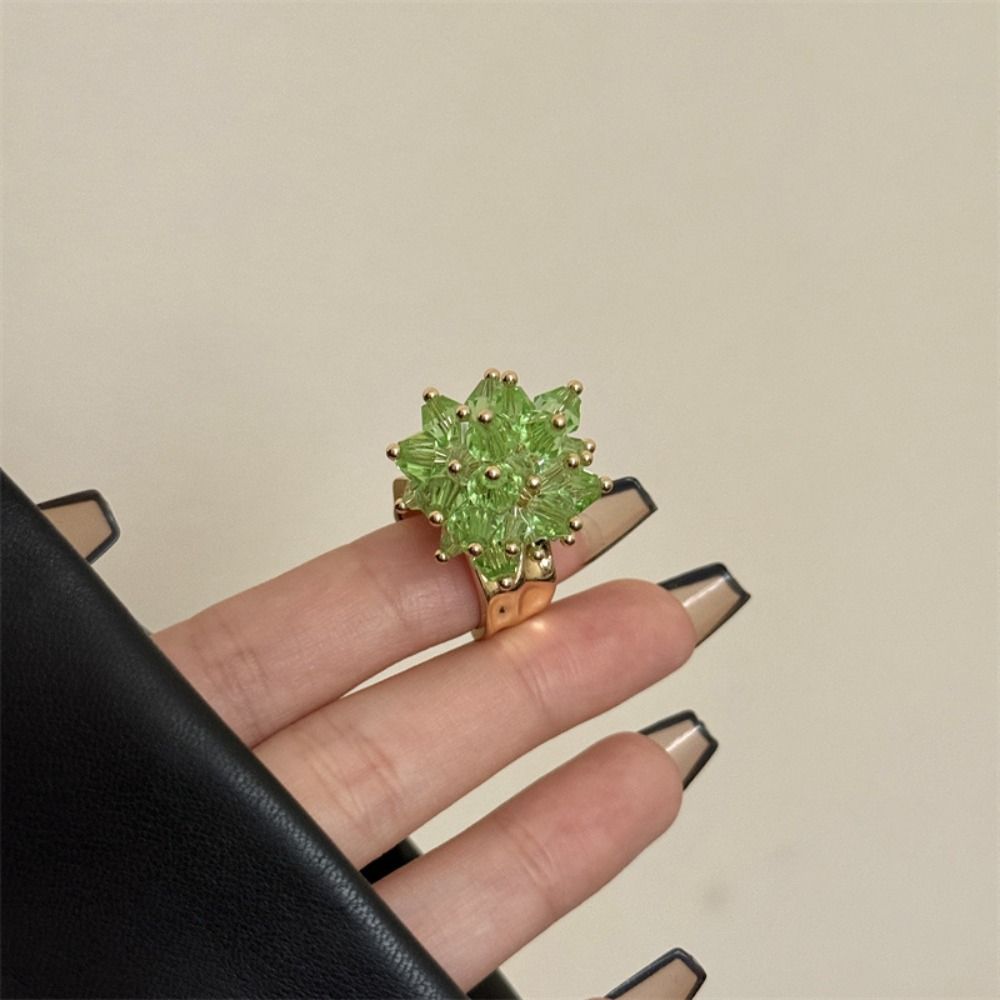 Korean Style Y2K Open Ring Firework Finger Buckle Personality Beaded Flower  Ring  Women