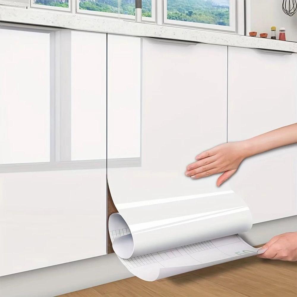 Plain Gloss Paste Wall Stickers White Color Self-adhesive Self-adhesive Wallpaper Wood Pattern