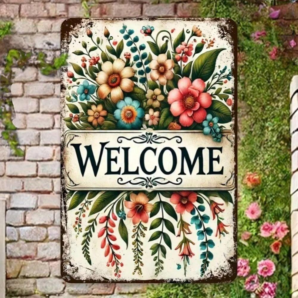 Metal Wall Art Poster, Spring Flower Home Decor, Vintage Tin Sign