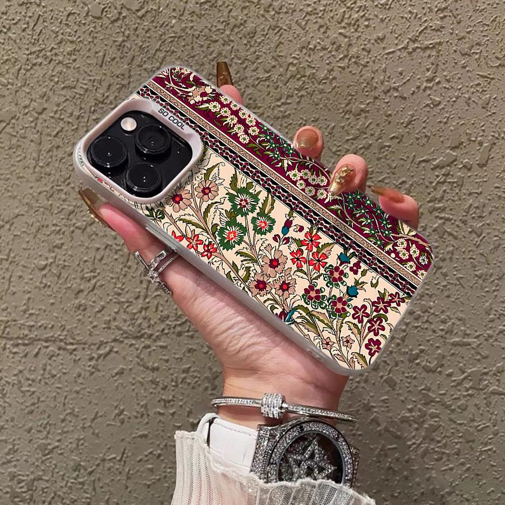 Floral IMD Phone Case For Xiaomi 17 Pro Max 15 T Pro 14 13 12 Pro Mi 11 Lite 5G Shockproof Slim Protective Silver Frame Cover