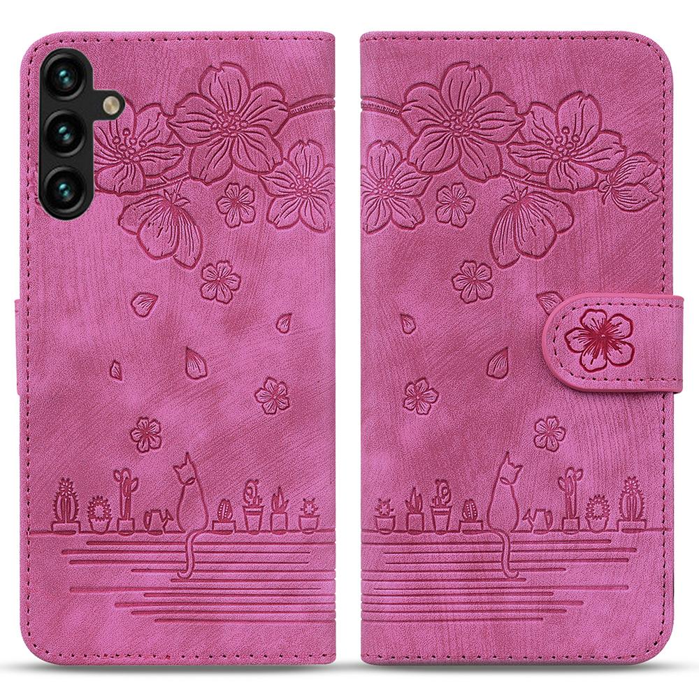 Phone Case For Samsung Galaxy A16 4G/5G/A26 5G/A17,Flip Stand Leather Cover Cherry Blossom Cat Imprinted
