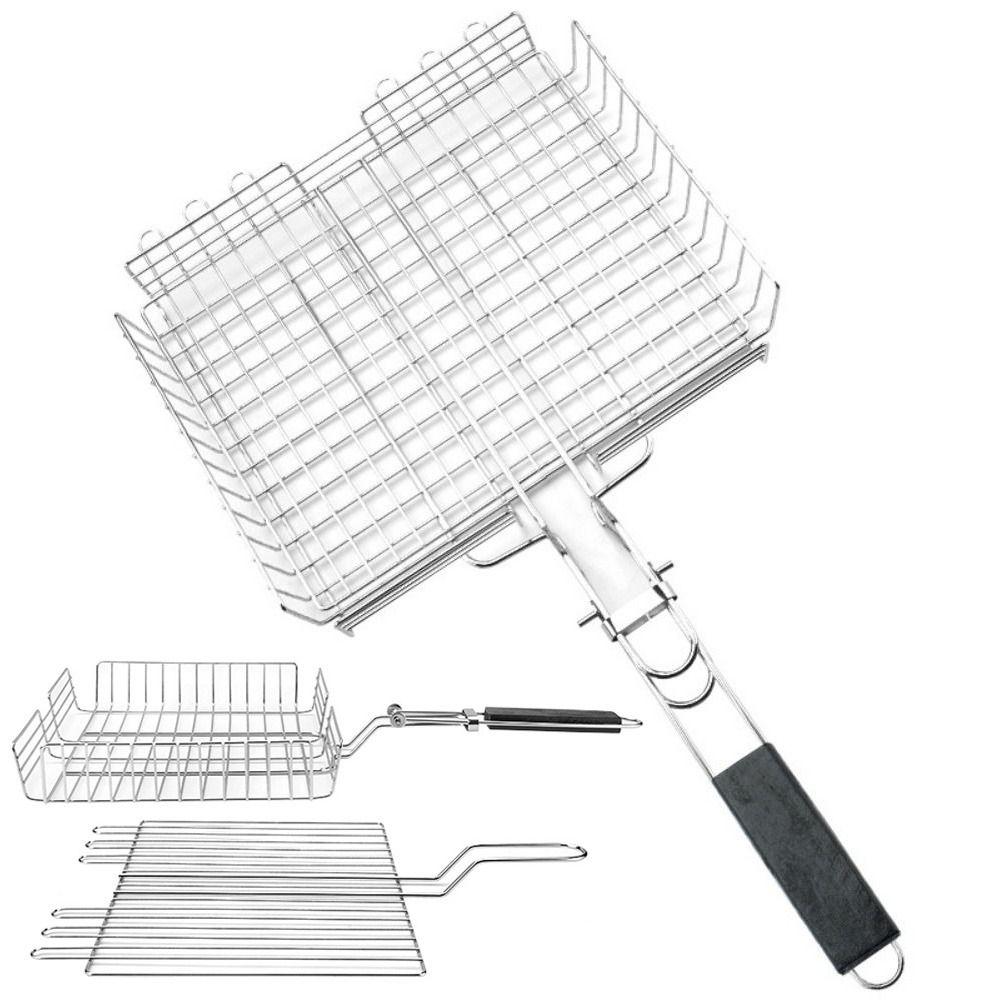 Folding BBQ Rack Portable Barbecue Mesh Mat Easy To Clean Fish Grill Basket  Outdoor