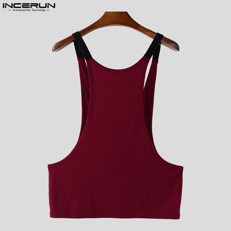 INCERUN Canottiera Cami da Uomo con Scollo a U Patchwork Senza Maniche Larga