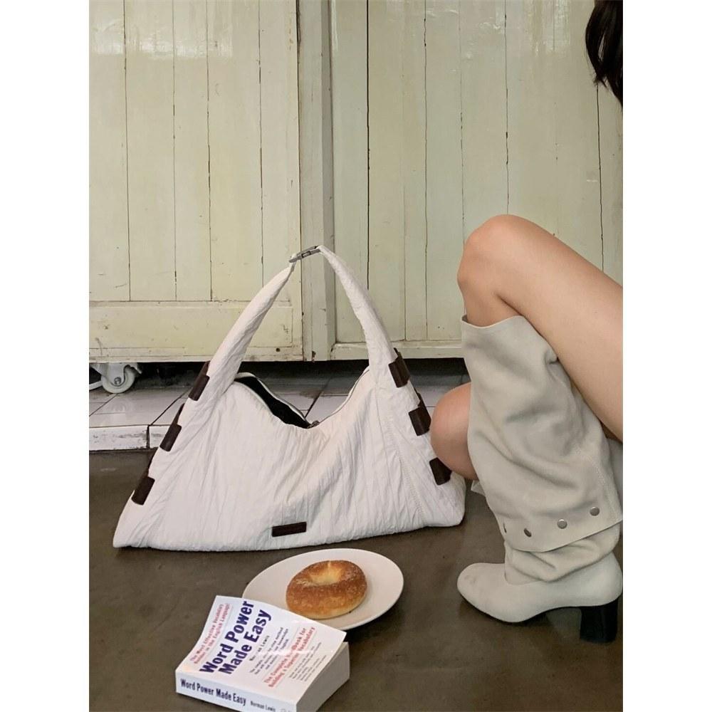 

Nylon airbag bag sports shoulder messenger bag leisure travel bag light women s large capacity tote commuter triangle bag