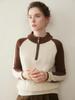 Half-Zip Color-Block Cashmere Women's Knit Sweater - Loose, Slimming, Soft, and Skin-Friendly Fashion Sweater