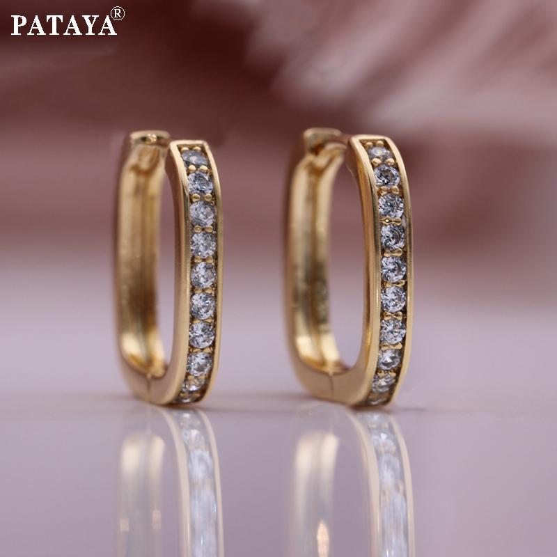 

PATAYA квадратные серьги цвета розового золота с микромонтажом, простые свадебные уникальные серьги в стиле хип-хоп