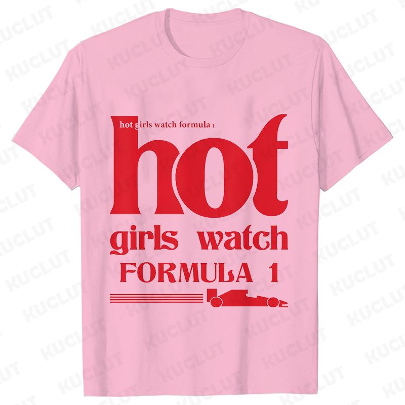 Hot Girls Watch Formula Racing Car Pattern T-shirts Women Clothing Fashion Casual Graphic Tops Trend Harajuku Short Sleeve Tees