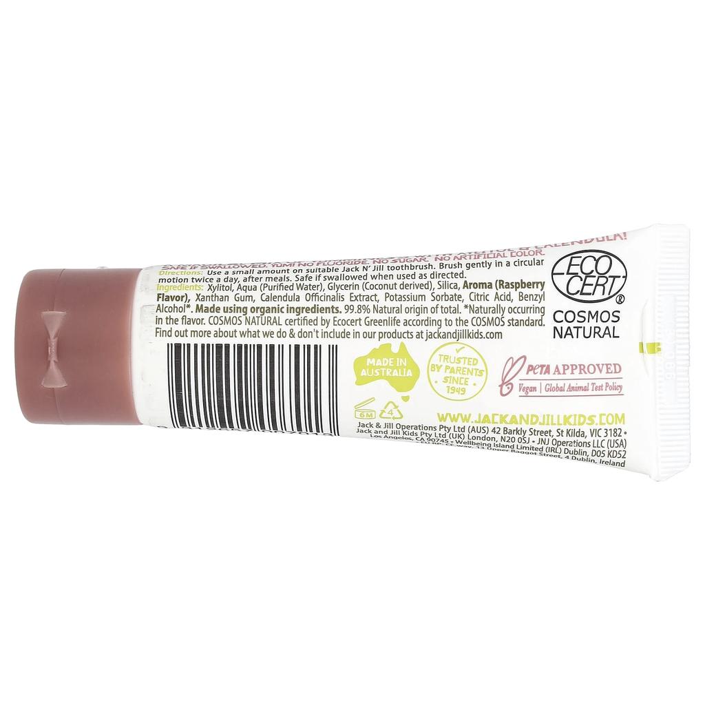 Jack N' Jill, Natural Toothpaste, For Babies 6+ Months, Raspberry Flavor, 50G (1.76Oz)