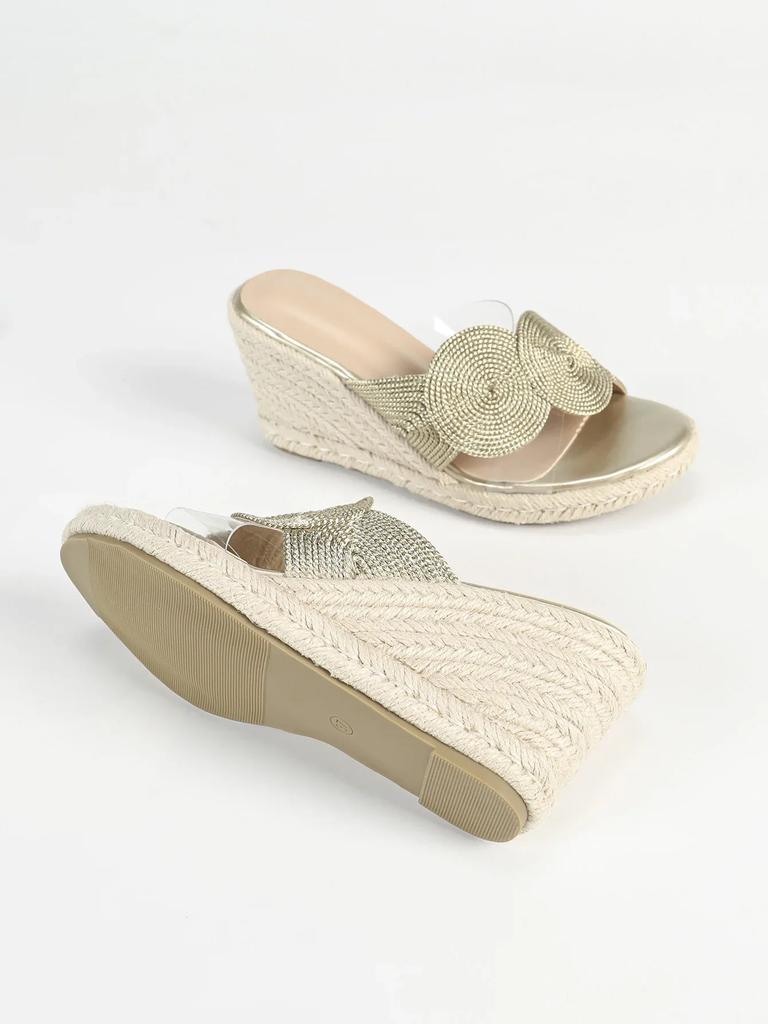 Fashion Summer Wedges Women Slippers Fashion Transparent Cane Weave Slide Shoes for Women Large Size 43 Women's Sandals Casual Shoes New