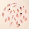 3D Butterfly Pearl French Tip False Nails