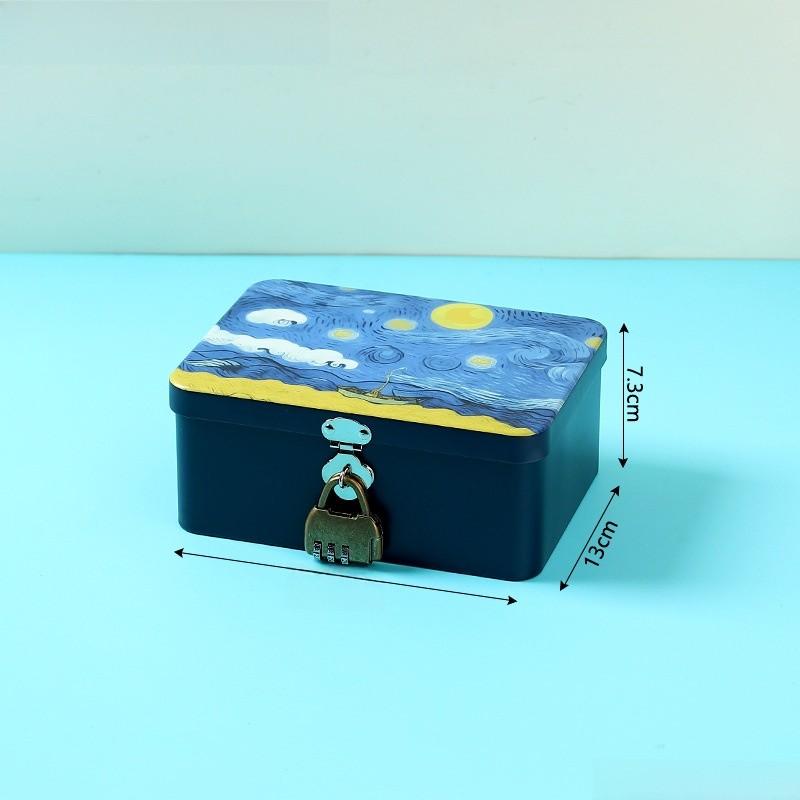 Cartoon Iron Pattern Box For Desk Drawer And Home Office Decoration Storage