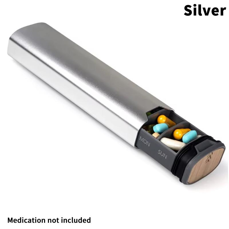 1Pcs 7 Day Weekly Metal Pill Organizer Travel, Cute Portable Pill Case, Large Capacity Pill Holder For Supplements, Vitamins