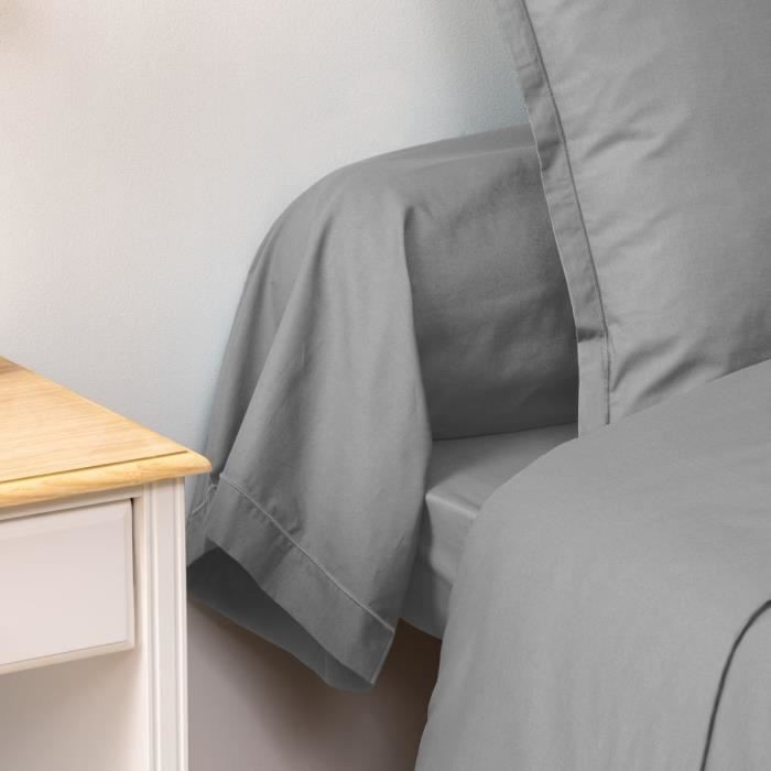 Taie de traversin - Horizon - 85 x 185 cm - 100% coton - Gris souris - 57 fils/cm²