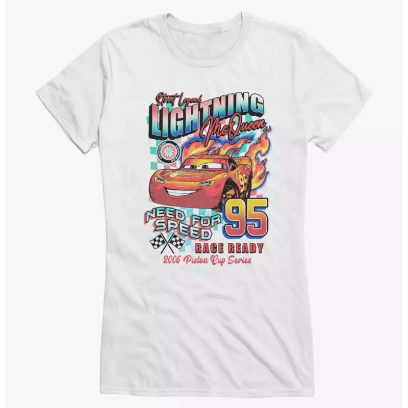 2026 New Pixar Cars Lightning McQueen Racing Print WoUnisex Crew Neck Relaxed Plus Size Comfortable Short Sleeve TShirt