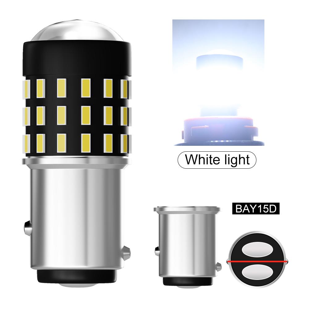 

2 шт. Светодиодные лампы P21/5W 1157 высокой яркости для автомобиля BAY15D 1156 P21W Ba15S PY21W BAU15S 54SMD Автомобильная лампа заднего хода и указателя поворота Тормозная Белый Желтый Красный 12 В 1157 BAY15D P21/5W белый