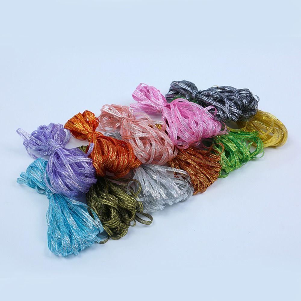 3MM*18M Glitter Ribbon 20Yards Silk Satin Texture Silk Satin Ribbon Glitter Material DIY Craft Sewing Piping Ribbon