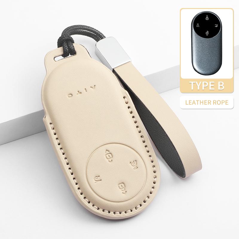 Interior Mouldings Leather Case Cover Car Key Protector Shell Fob Accessories For Aito M5 M7 2024 2022 2023