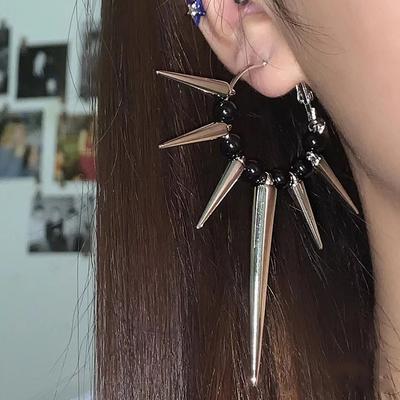 Grunge Rock Accessoires Nieten Creolen Coole Hip Hop Ohrringe für Frauen Egirl Schmuck Punk Koreanische Mode