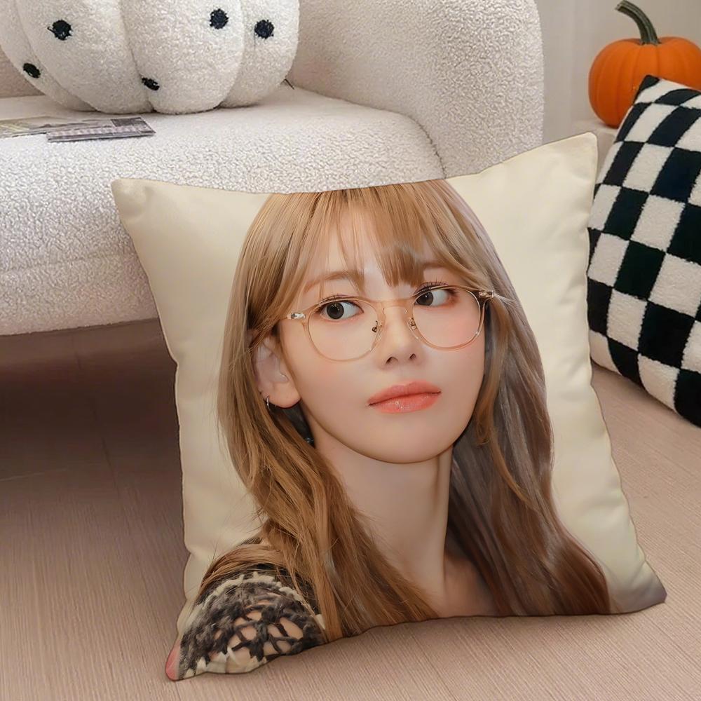 singer cute SSakura Miyawaki Cushion Cover Throw Pillow Cover Hidden Button Durable Polyester Chair Cushion