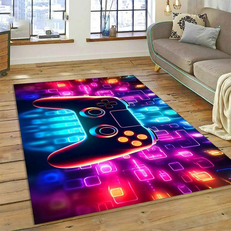 Console Gaming Carpet for Boy's Bedroom Living Room Decoration Washable Polyester Anti Slip Floor Mat Sofa Decor Big Size Rug