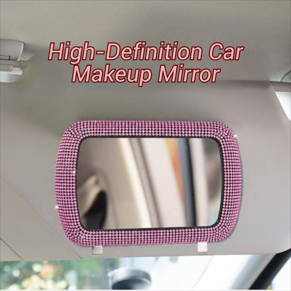 Crystal Women Makeup Mirror Rhinestone Sunshade Rear View Cosmetic Mirror Car Interior
