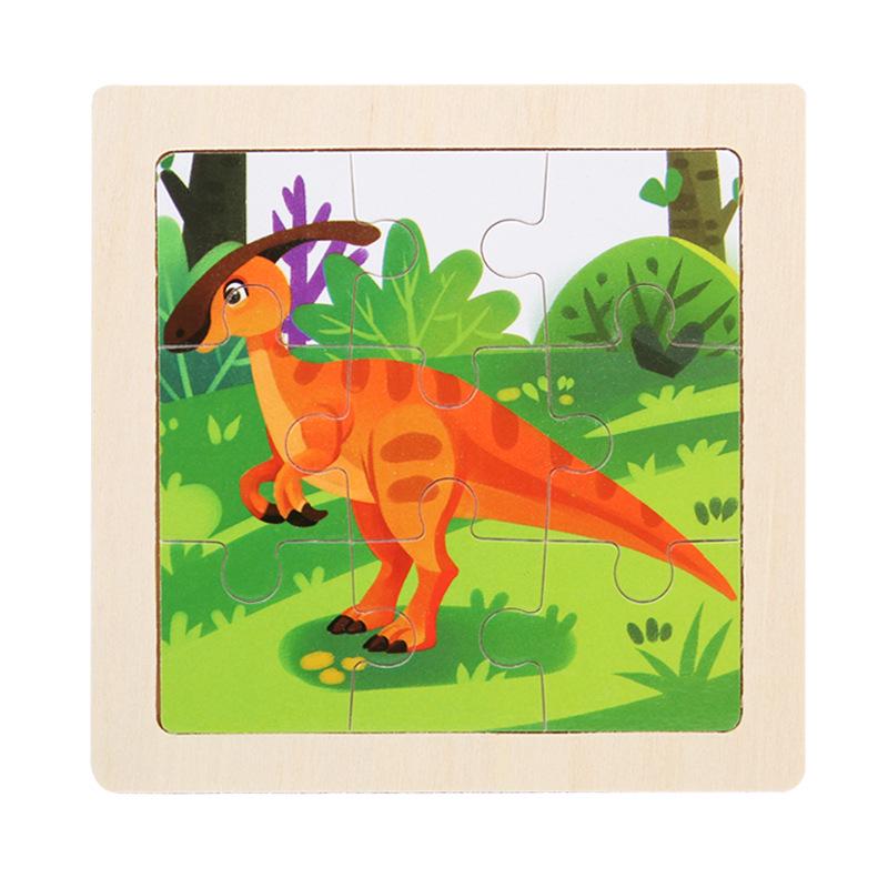 9-Piece Wooden Cartoon Animal Transport Jigsaw Toy for Early Education