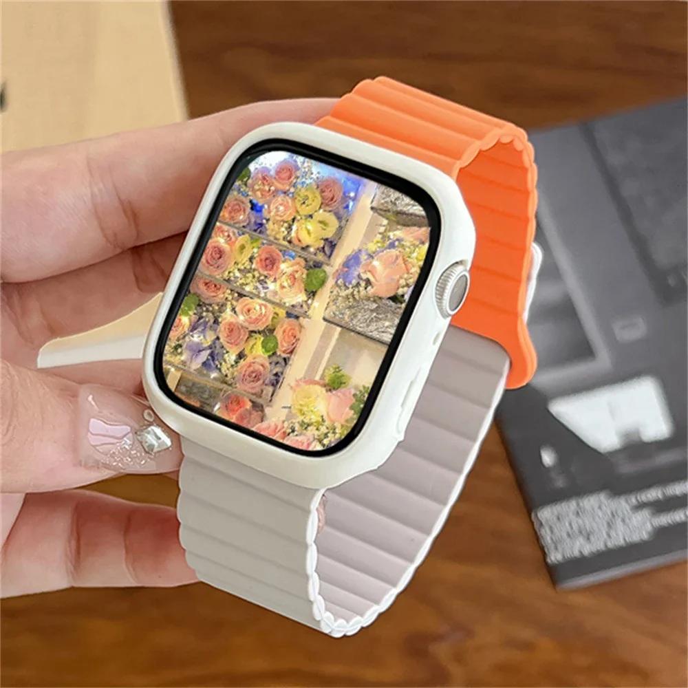 Koreanisch Niedliches Silikonarmband + Hülle Für Apple Watch Armband 44mm 45mm 49mm 42mm 40/38mm 41MM Frauenarmband Für iWatch 9 7 8 6 5 4 SE