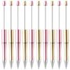 30Pcs Beadable Pens Gold and Pink Bead Ballpoint Pen Black Ink Beaded Pens for DIY Kid Student Office