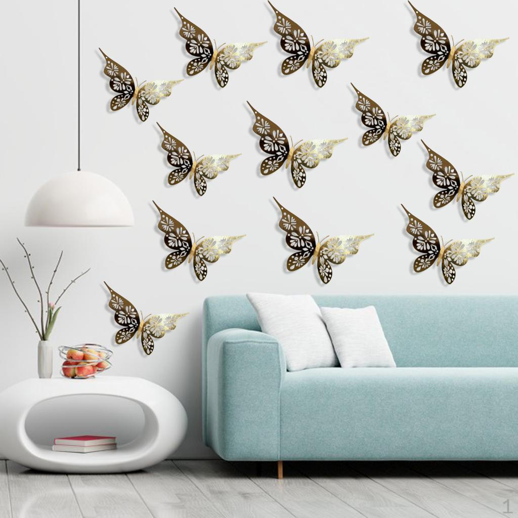 12 Pcs Butterfly Wall Stickers Murals for Bedroom Bathroom Accent