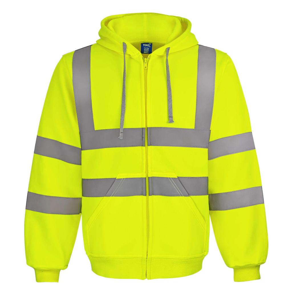 Reflective Hooded Zip-Up Outdoor Sports Fleece Jacket