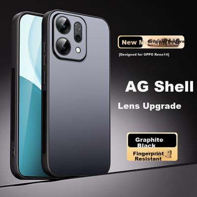 OPPO Reno14 Phone Case, AG Frosted Lens Full Protection Anti-Drop Pure Color Simple Heat Dissipation Premium Feeln, Outer Graphite Black