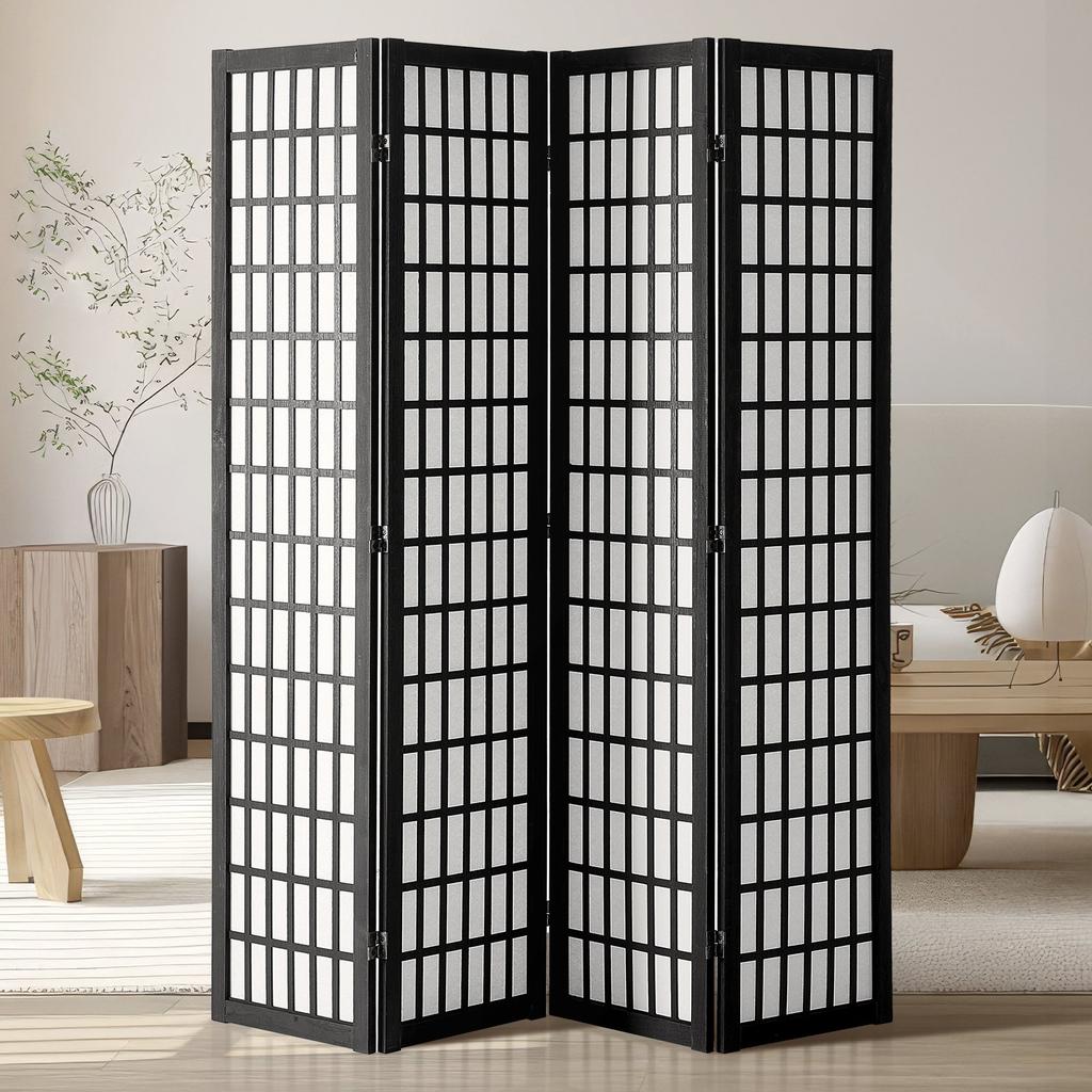 VEVOR Room Divider, 4 Panel Japanese Room Divider, Wood Folding Privacy Screen Indoor, Japanese Partition Dividers Portable Decoration Screens