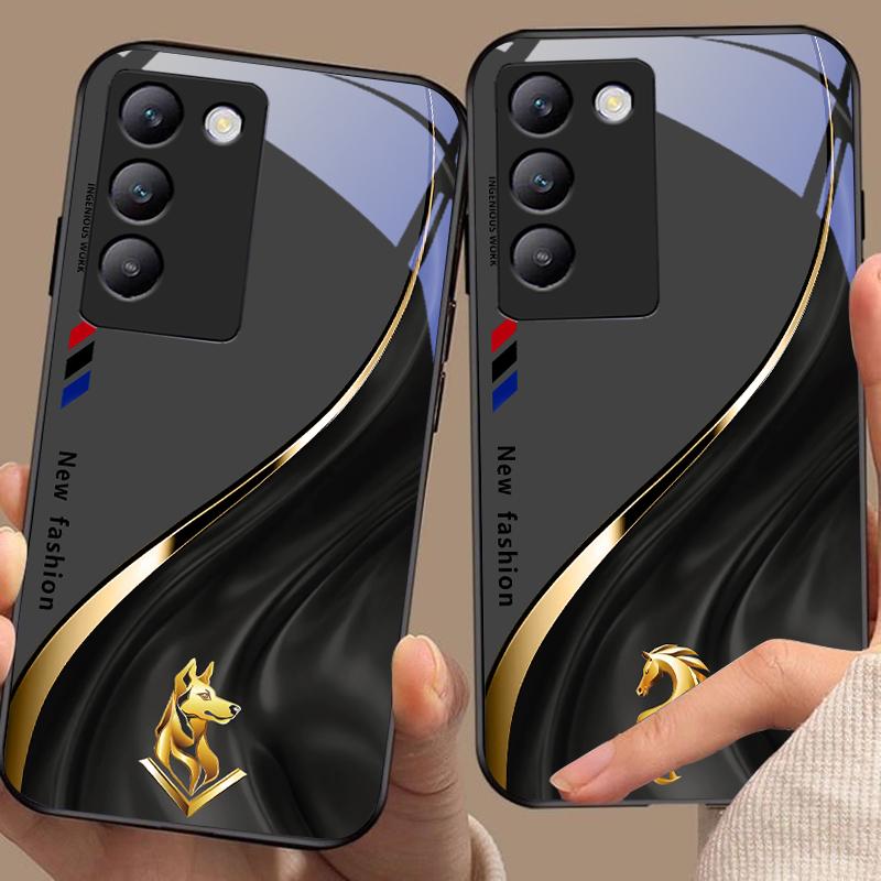 Starlight Zodiac For Y72 33S 11 03 36 96 Lite 35 16 Iqoo 12 V40 SE 5G 29 40 21 30 X80 Pro Vivo Tempered Glass Phone Case Black