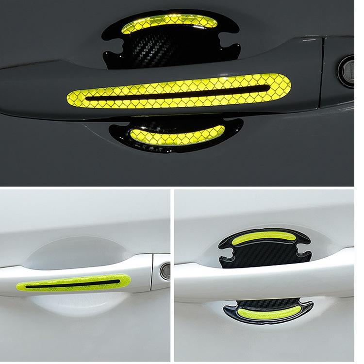 4PCS Car Door Reflective 3D Universal Decal Tape Open Stickers Warning Mark Night Driving Safety Lighting Luminous Decor Auto Door Stickers