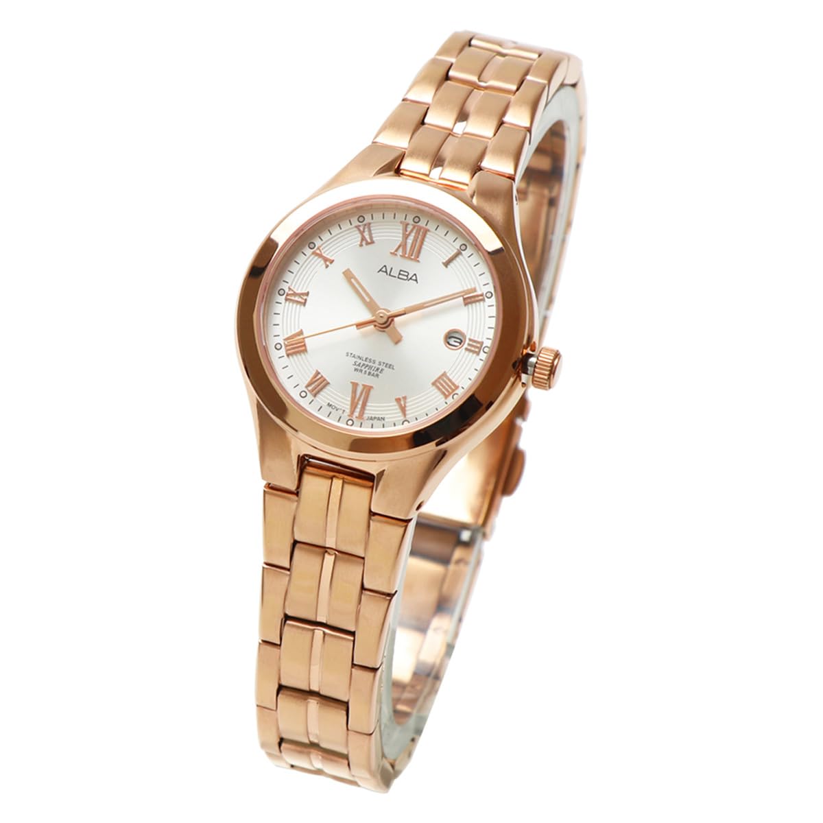 

SEIKO ALBA Alba Quartz AH7E56X1 женские розовое золото розовое золото нержавеющая сталь деловые аналоговые часы с календарем и датой женские простые часы с браслетом [Товар] золотой